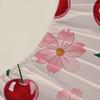 White Pink Flat Sheet 3D Printed Cartoon Fruit Floral 3pcs Fitted Sheets Sets Gifts For Students Girls Dormitory Room Decoration