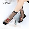 5 Pairs of Light and Breathable Cartoon Bear Mid Calf Socks for Women In Spring and Summer