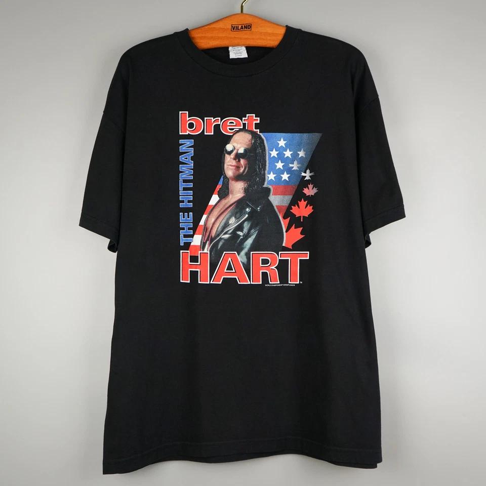 Vintage 1990s Bret Hart t shirt WWF XL