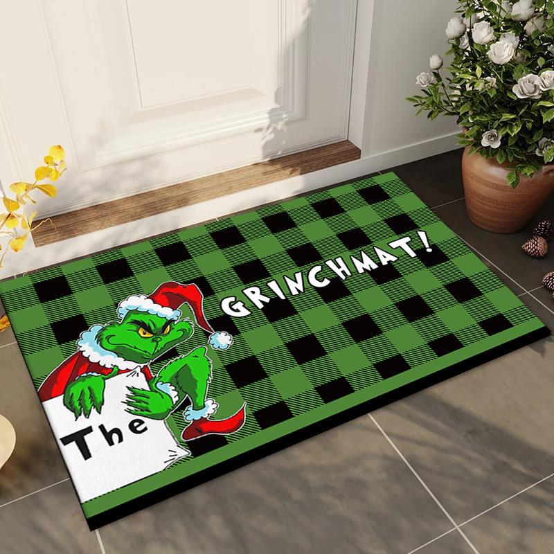 Grinch Christmas Entry Door Mat Christmas Eve Decorative Floor Mat Foot Mat Carpet