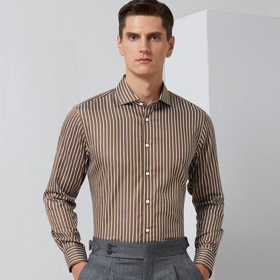 Men's Spring Style Long Sleeve Windsor Collar Pure Cotton Striped Shirt