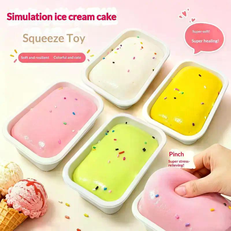 Sticky Box Cake Butter Ice Cream Squeeze Toy Slow Rising Non-Toxic Fidget Toy For Kids Adults Home Office Relaxation