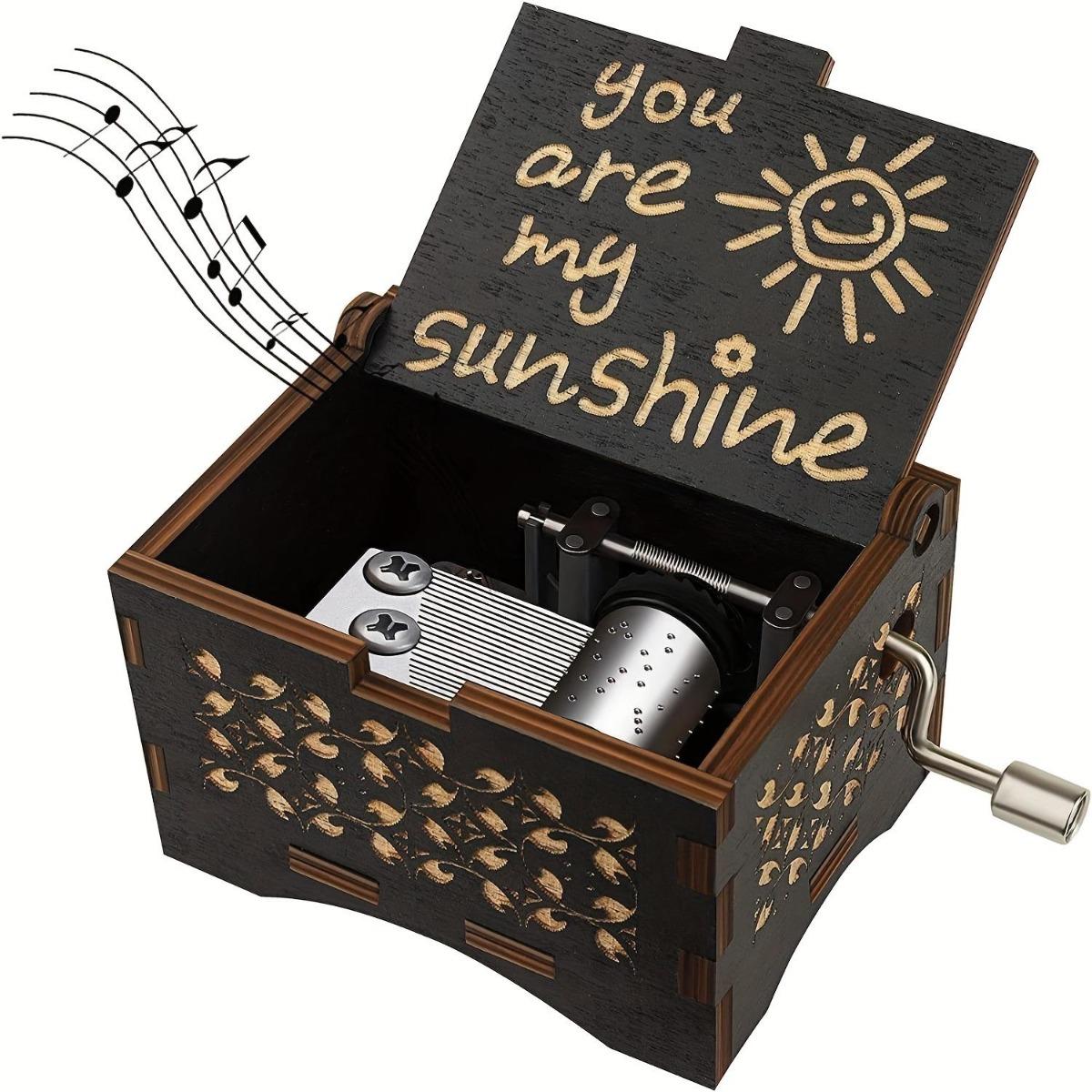 Wooden Hand Crank Music Box You Are My Sunshine DIY Gift for Valentine s Day Birthday Party Surprise for Couple Friends 1PC