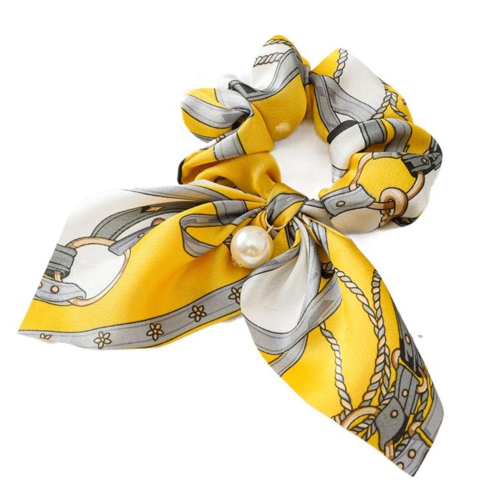 Bowknot Hair Tie Chiffon Pearl Headwear Fashion Hair Accessories