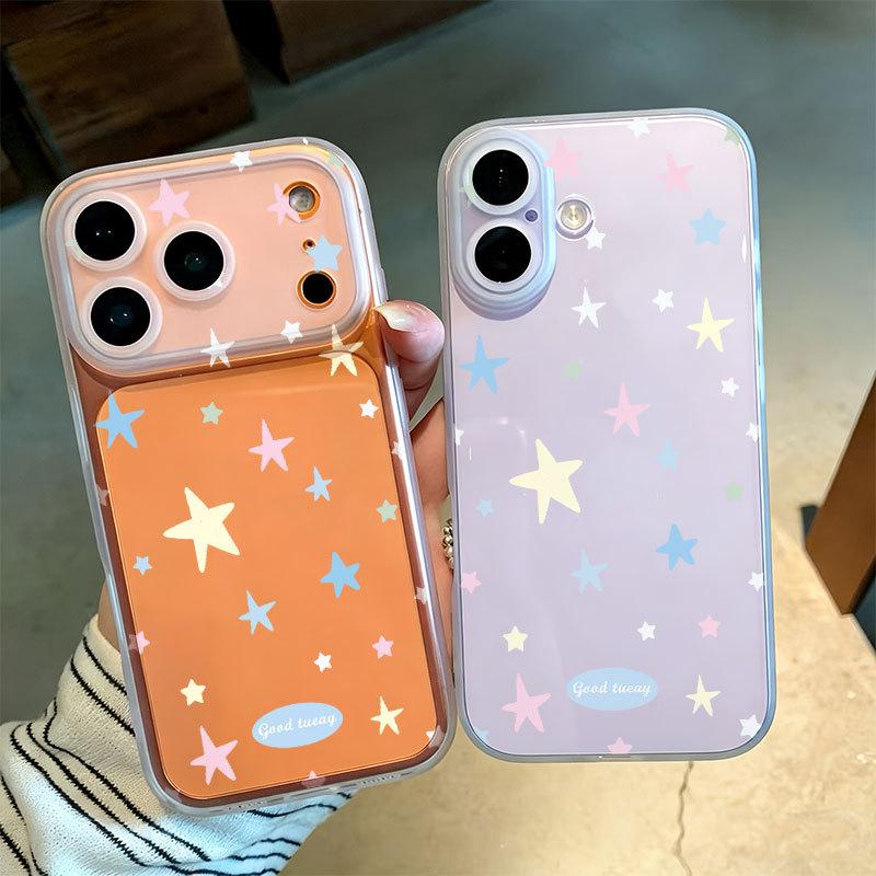 

Transparent Cartoon Phone Case with Integrated Button for Apple 17/16, 17 Pro Max, 13, and 16 Pro with Frosted Edge Apple 13 Pro Max