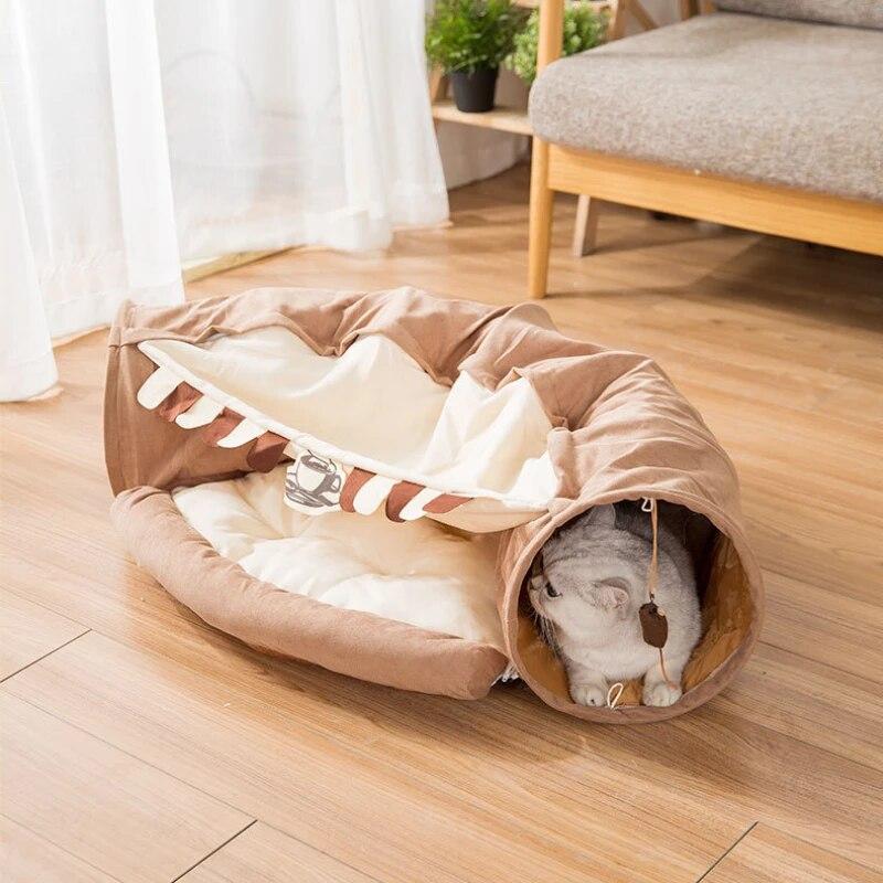 Haustier-Katzen-Tunnelbett, interaktives Spielspielzeug, mobiles, zusammenklappbares Katzenbett, Entfernungstunnel, Röhre, Innenspielzeug, Kätzchen-Übungsprodukt