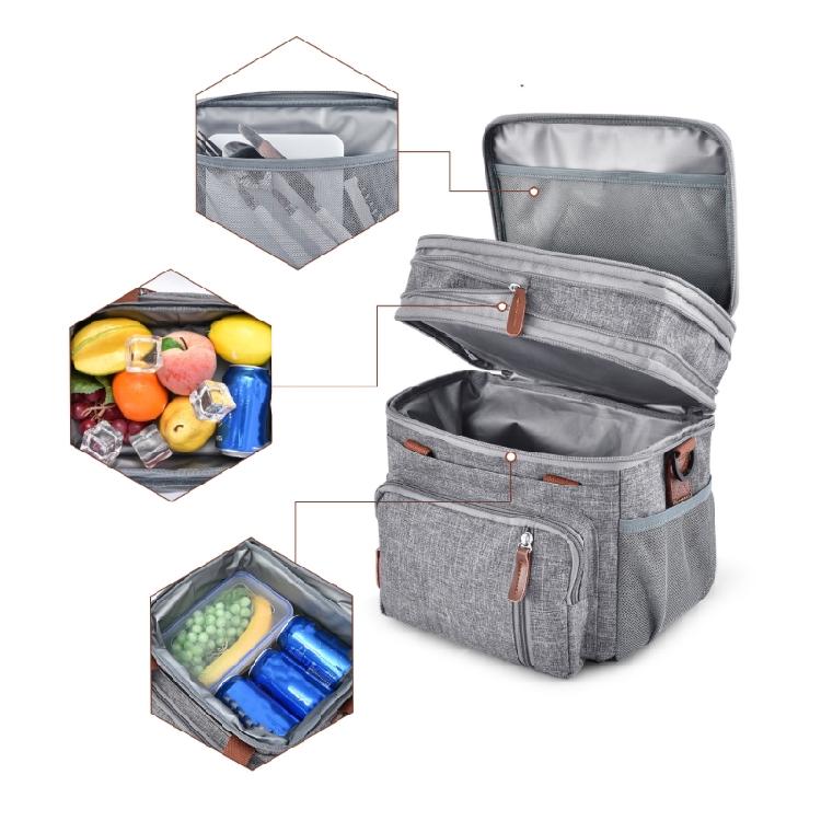 Multipurpose Insulated Food Carriers Bag Double EVA Thermal Lining Adjustable Shoulder Straps Spacious Waterproof Design For Beach Camping