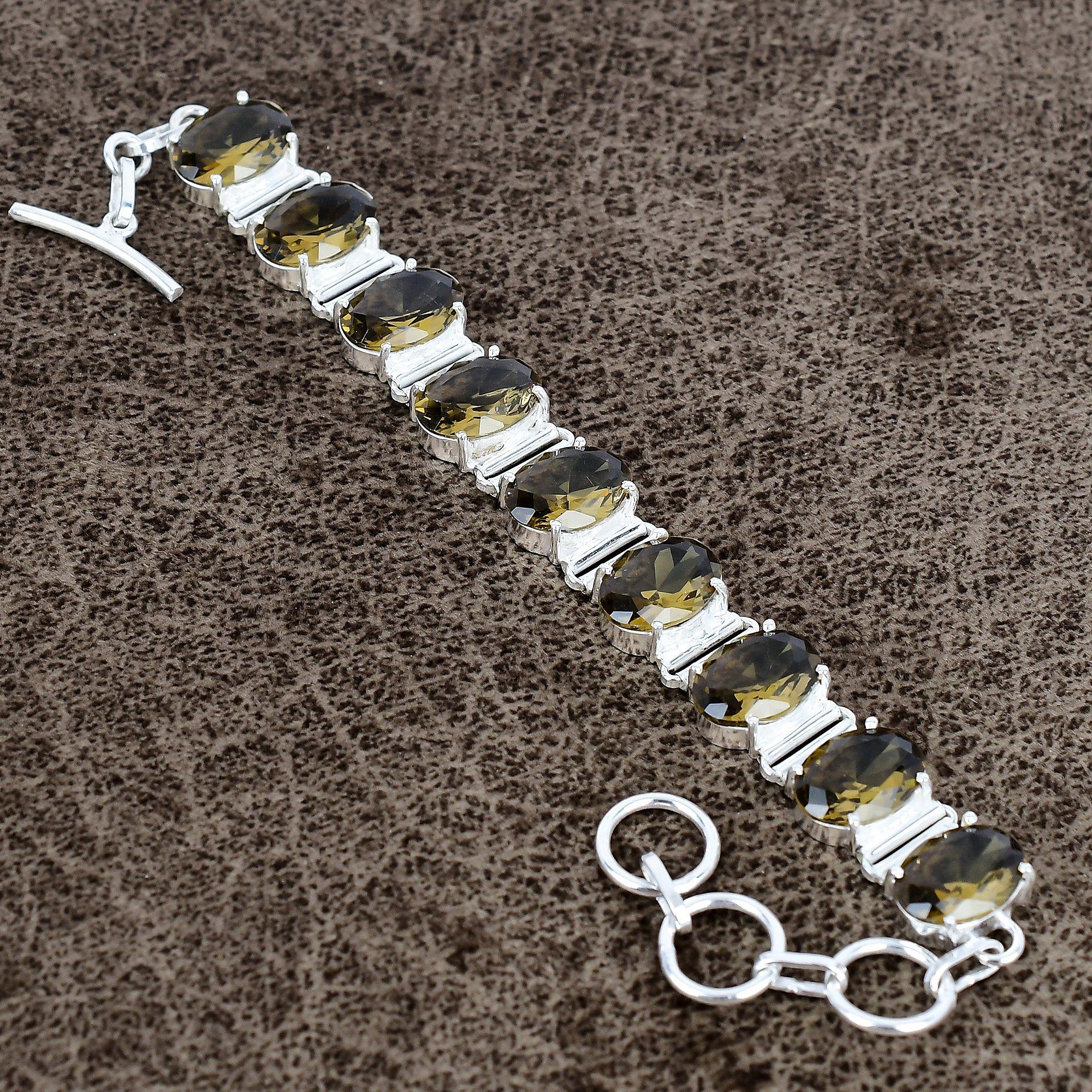 

Smoky Topaz Gemstone Handmade 925 Sterling Silver Bracelet 7-8 KKG-141