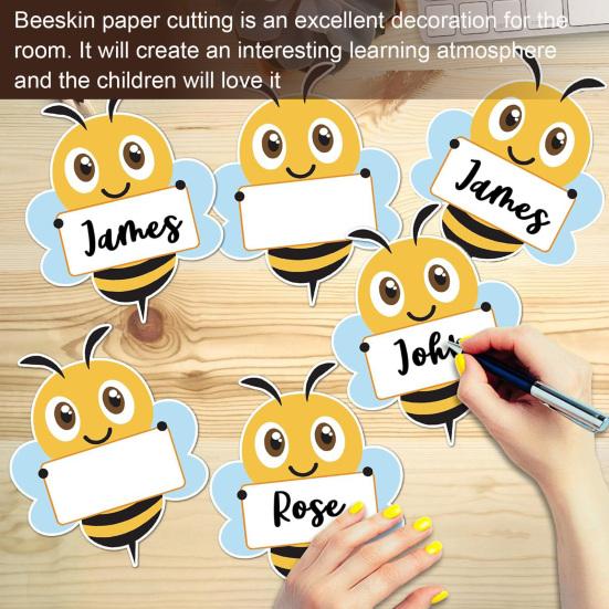 Bulletin Board Bumble Bee Cutouts Bee Shaped Paper Name Tags Student Nameplates for Classroom Cubbies Desks