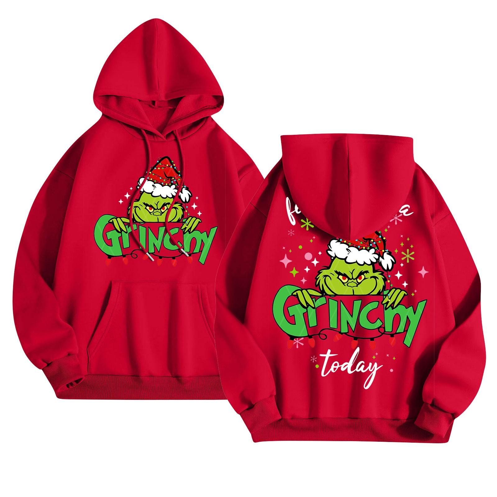 

Women s Fashion Sweatshirt Printed Casual Hooded Sweatshirt With Pockets S червоний