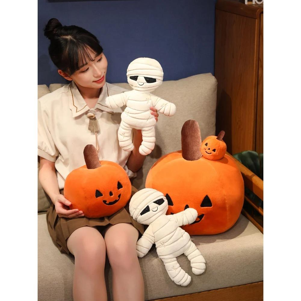 Trick Halloween Pumpkin Mummy Plush Toy Stuffed Horror Anime Figure Decor Pumpkin Light Throw Pillow Plush Toy Gift