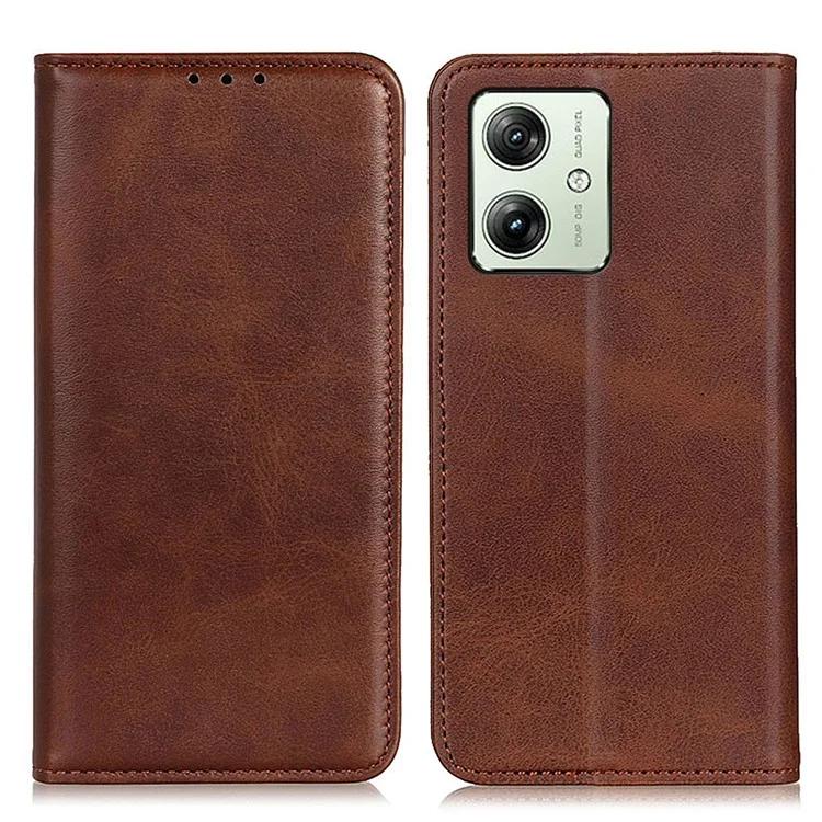 

For Motorola Moto G64 5G Wallet Case Cowhide Texture Leather Phone Cover - Coffee