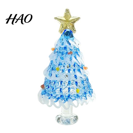 Kristallen Boom Bureauornament Handgeblazen Glas Kerstbeeldje, Mini Tafelbladornamenten Kerstornament, Handgemaakte Bureau Feestdecoratie Decoratief