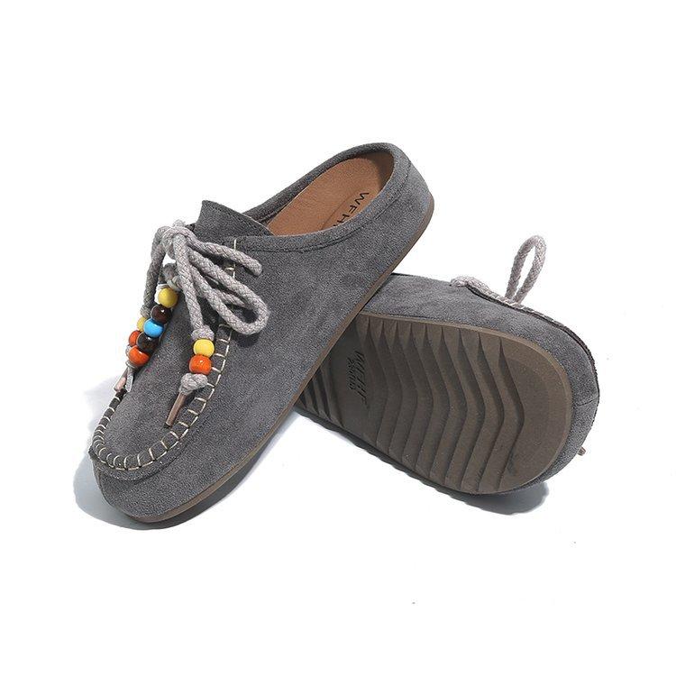 

Inner height increase Boken slippers women s outer wear 2025 new bag head thick-soled half slippers ethnic style one pedal shoes 40 серый