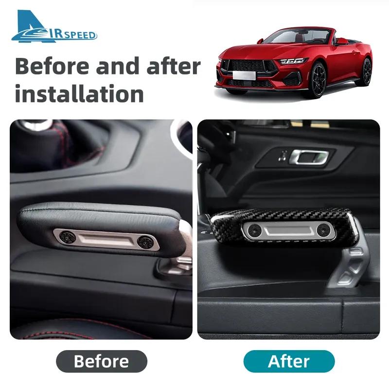 Real Hard Carbon Fiber Cover For Ford Mustang GT Dark Horse EcoBoost 2024 2025 2026 Replace Handbrake Grip Sticker Handle Trim