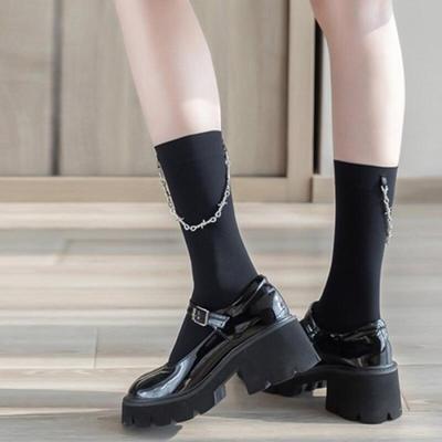 Lovely Chain Design Black Fashion Socks for Women