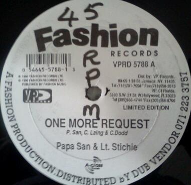 LP Record PAPA SAN LT. STICHIEF. SLY C. One More Requestwatch Dem Man 12 VPRD5788 VP 1993 US Reggae Ska Dub