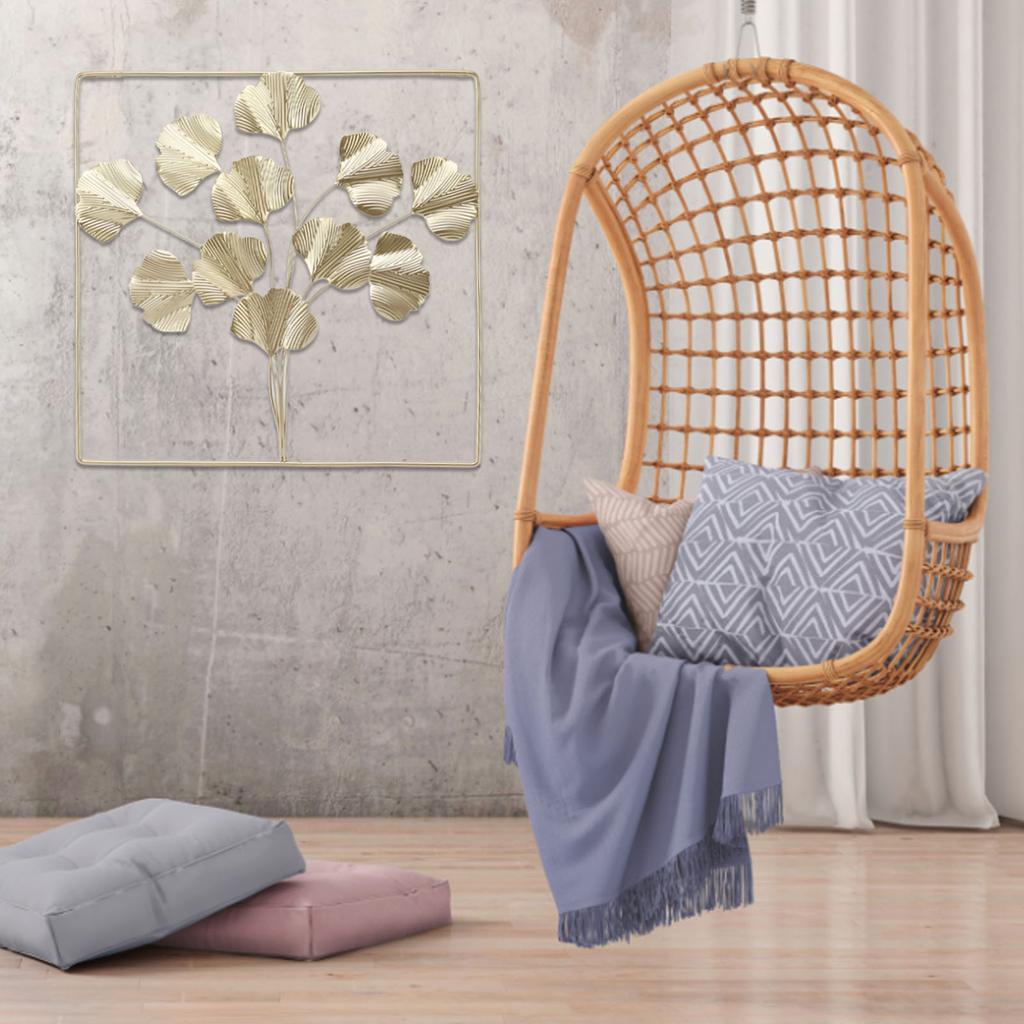 Metal Leaf Wall Art Decor Luxurious Metal Ginkgo Biloba Wall Hanging Decoration for Home Living Room Bedroom