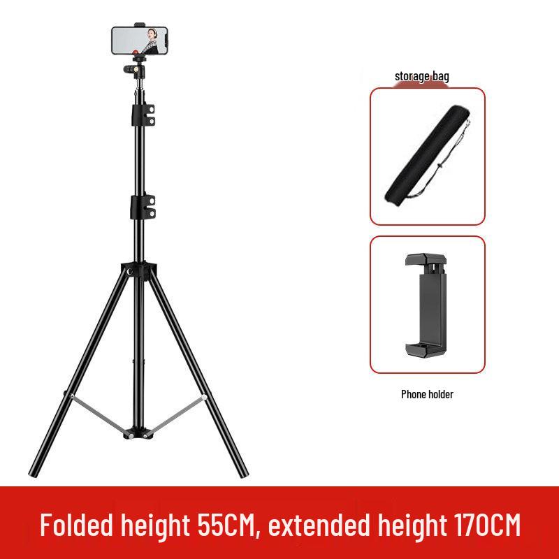 Multifunctional Mobile Phone Tripod with Floor/Desk Stand and Fill Light for Live Broadcast & Selfies