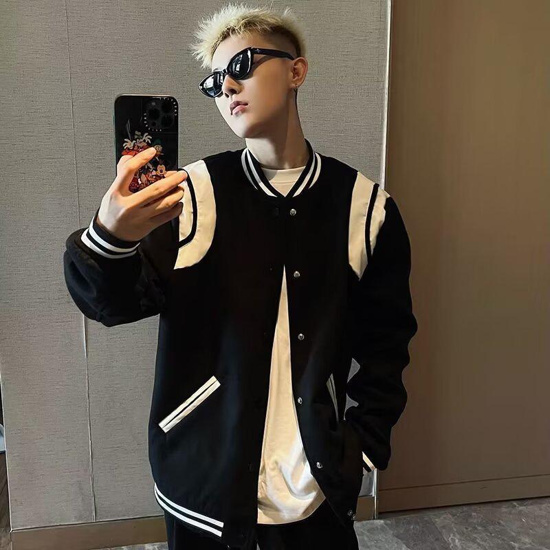 

Женская ретро серая бейсбольная куртка - Весенняя мода в стиле колледжа со вставками 3XL