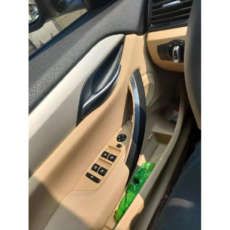 Car Accessories For BMW X1 E84 10-15 ABS Interior Door Handle Trim Carbon Fiber
