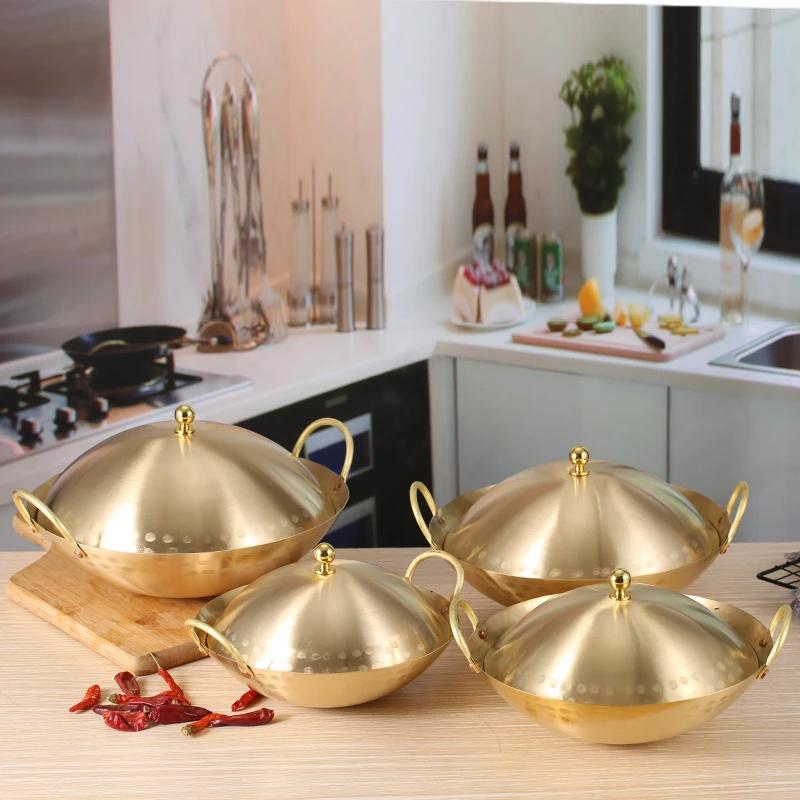 Pure Copper Dry Pot Cooking Hot Pots Thickened Creative High-grade Pot  Golden Alcohol Stove Panela Cooking Pot Pots and Pans