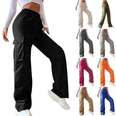 Dámské trendy neformální streetwear Baggy cargo kalhoty s kapsami široké nohavice volné overaly dlouhé kalhoty