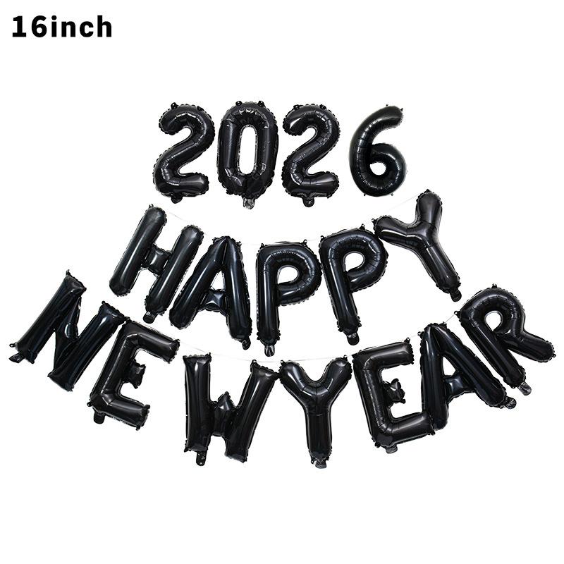 16 pcs 16inch 2026 happy new year set foil balloons new year party decoration festival party supplies Photo Props home decor