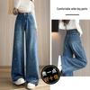 Damenjeans mit Strasssteinen und weitem Bein: Modische, Schlankmachende, Vielseitige, Bodenlange Hosen für Frühling und Herbst