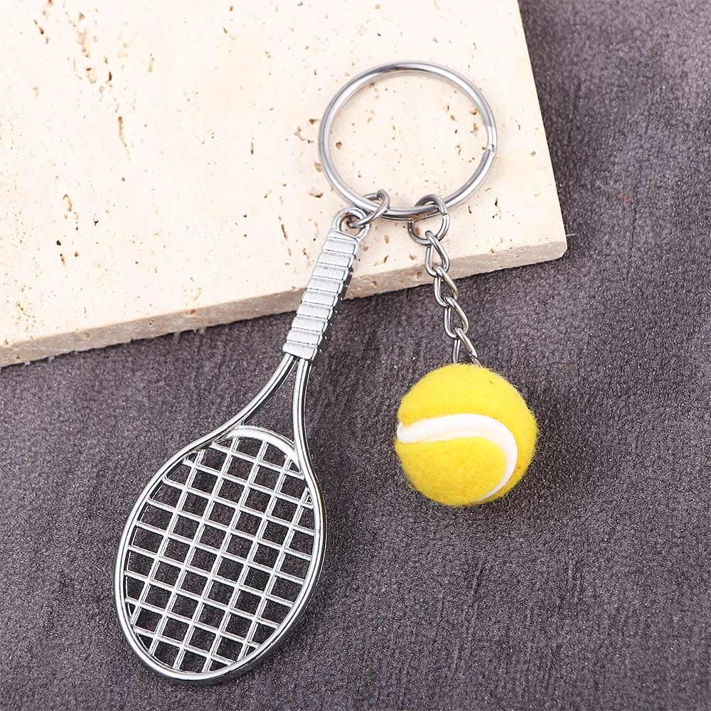 Car Key Chain 6 color Metal Tennis Racket Keychain Tennis Ball Mini Keychain Sports Key Chain