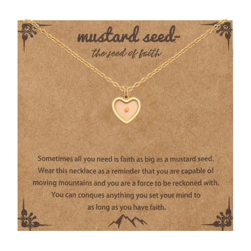 Mustard Seed Faith Pendant Necklace, Gold-Tone Stainless Steel, Silver Chain Christian Religious Jewelry Gift