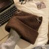 Bow Knitted Pullover Hat Fluffy Winter Wool Hat Windproof Cat Ears Beanie Hat  Outdoor