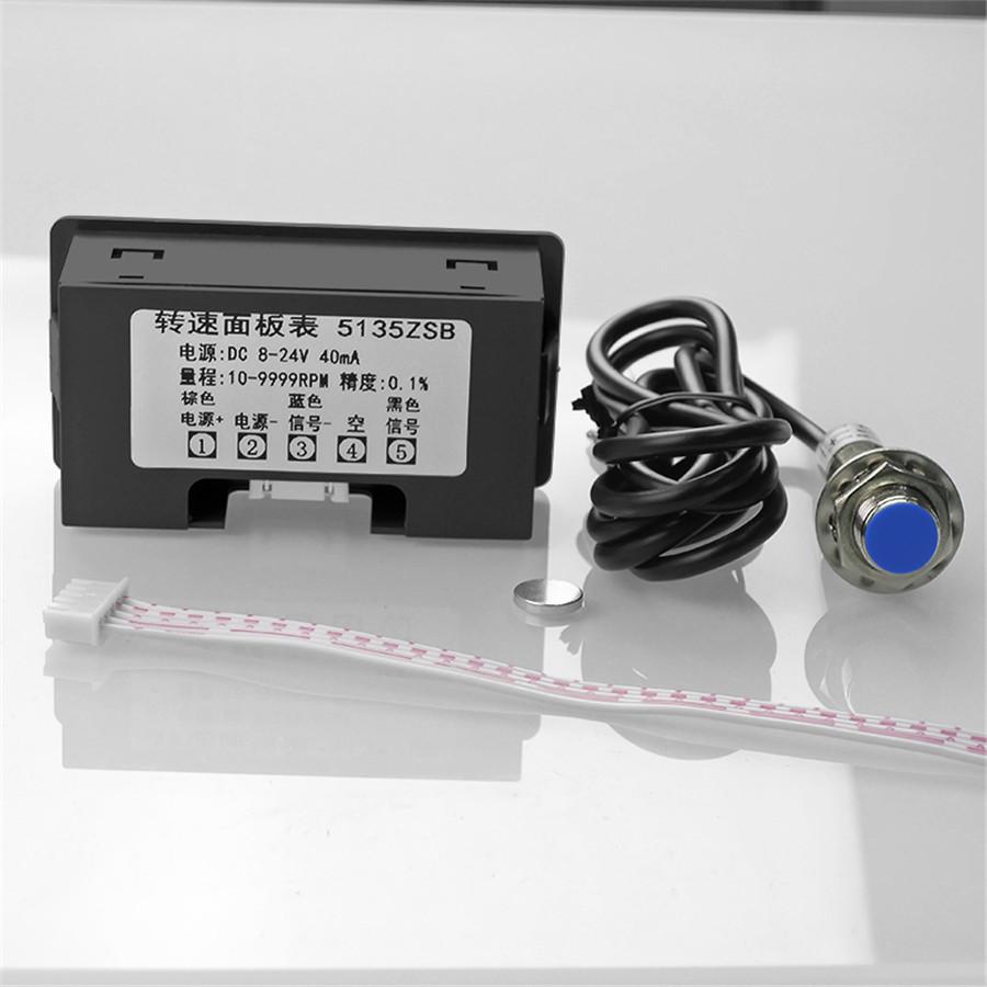 DC 8-24V 4 Digital Motor Red LED Tachometer RPM Speed Measure Gauge Meter Tester