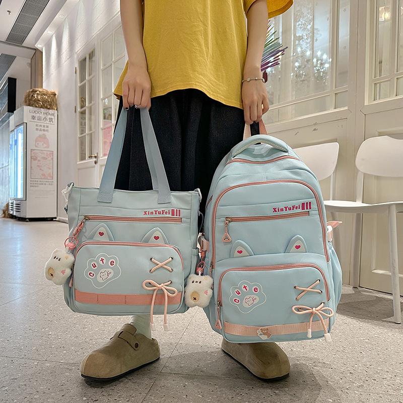 New backpack fashion kitten large capacity shoulder backpack junior high school students backpack high value school bag