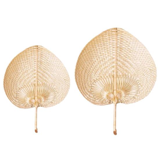 Bamboo Hand Fans Natural Handmade Weaving Fans Lightweight Palm Leaf Fan Children And Adults Handheld Fan with 2 Size for Summer Cooling Down