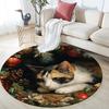 Christmas cat pattern round rug,Carpet Rug for Living Room Bedroom Playroom ,Non-slip Floor Mat,Holiday Gifts and Birthday Gifts.