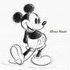 Disney Mickey Mouse Art 30cm X Made In Stylish Interior Living Room Fabric Panel, 30cm, Japan, Poster, Decor, Decor, Sketch, Illustration, Monochrome,