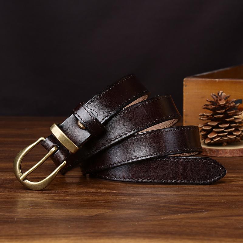 Leather Internet Celebrity Style Belt Female Korean Version Trend Versatile Personality Retro Pin Buckle First Layer Cowhide Jeans Belt Female