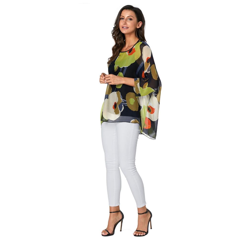 Plus Size Women's Bohemian Chiffon Shirt Beach Vacation Sun Protection Jacket Bikini Cover Up