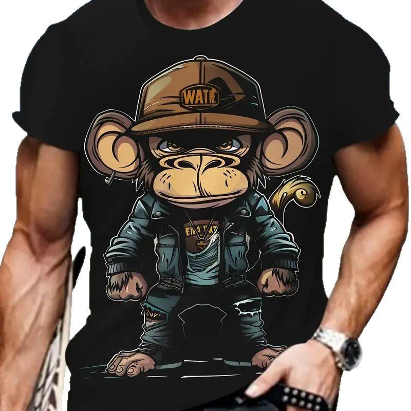 Summer Men's Short Sleeved T-shirt 3D Printed Street Round Neck Short Sleeved T-shirt Top