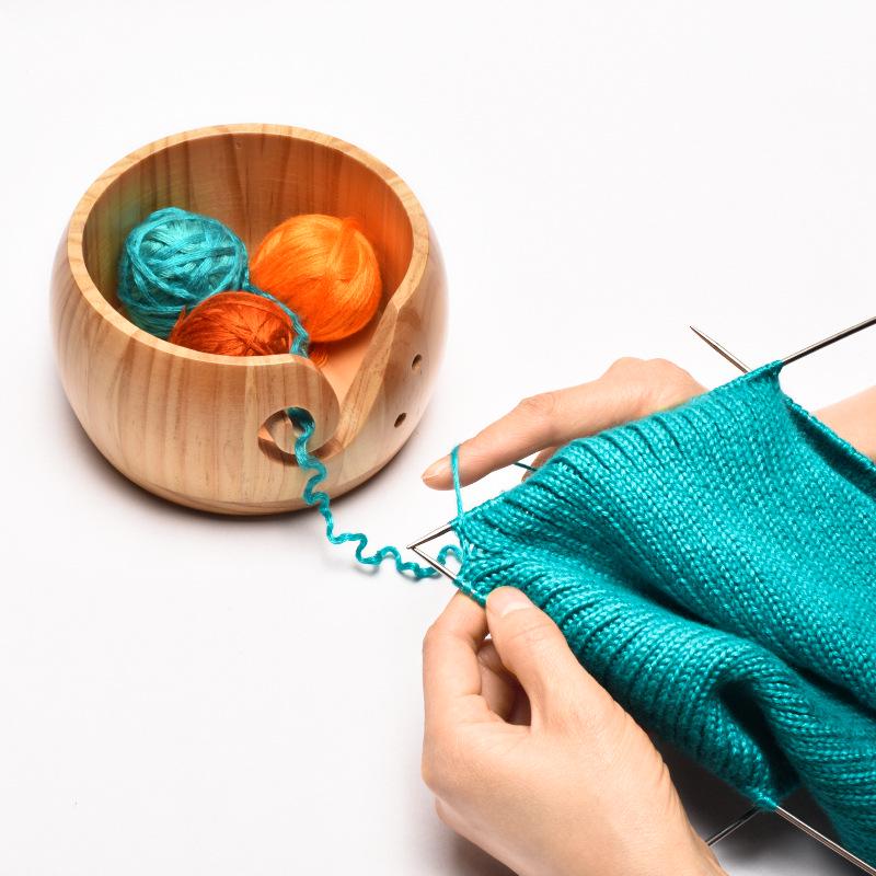 Ciotola Creativa in Legno per Gomitoli con Coperchio per Conservazione Lavori a Maglia