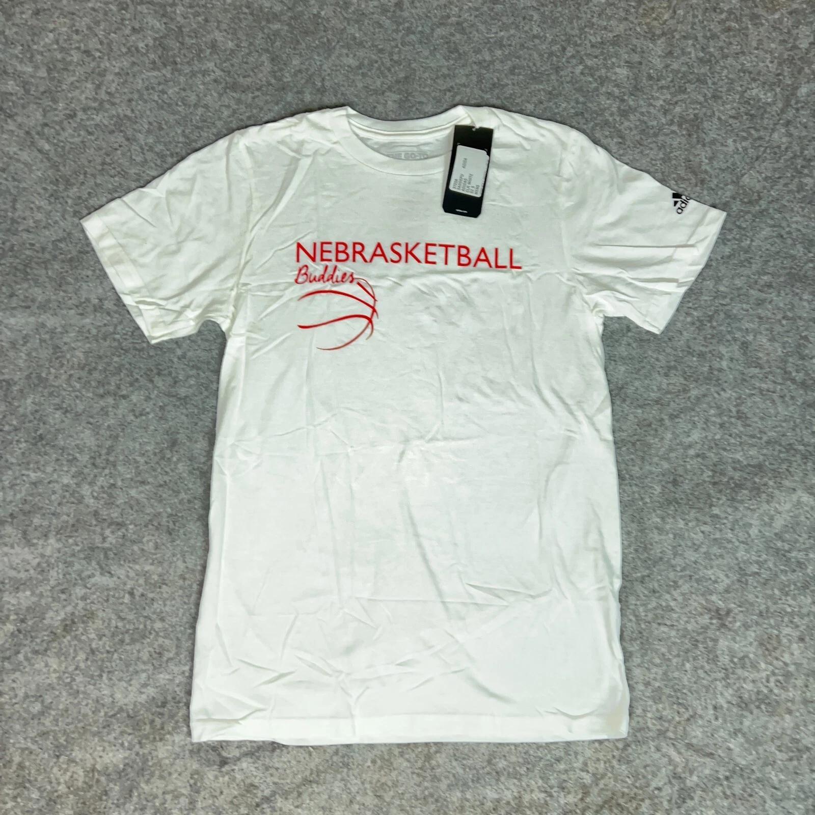 Nebraska Cornhuskers Men Shirt Small Adidas White Short Sleeve Tee NCAA NWT C2 4XL