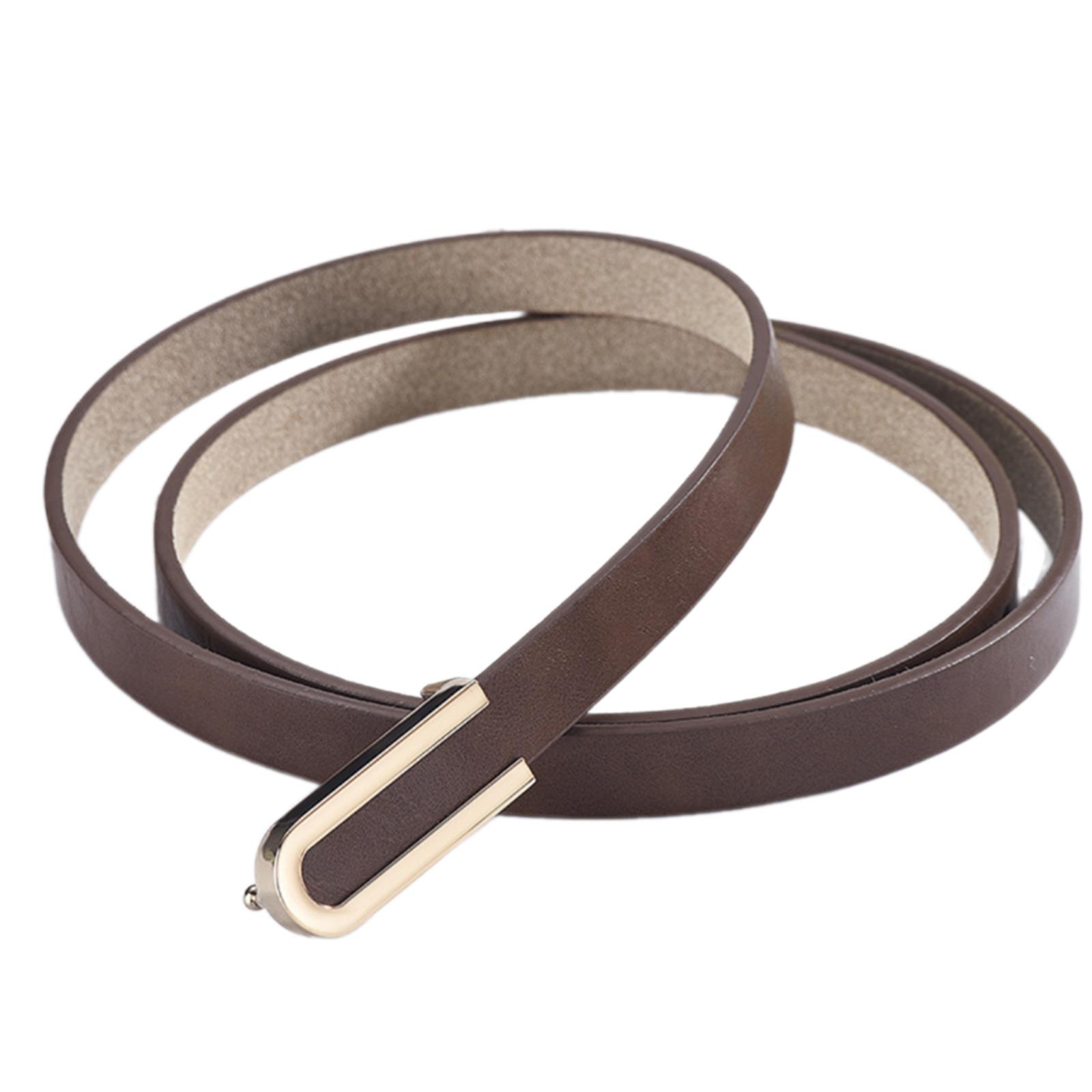 

Chic U Shape Metal Buckle Narrow Belt for Ladies Complements Various Fashion Styles кофейный