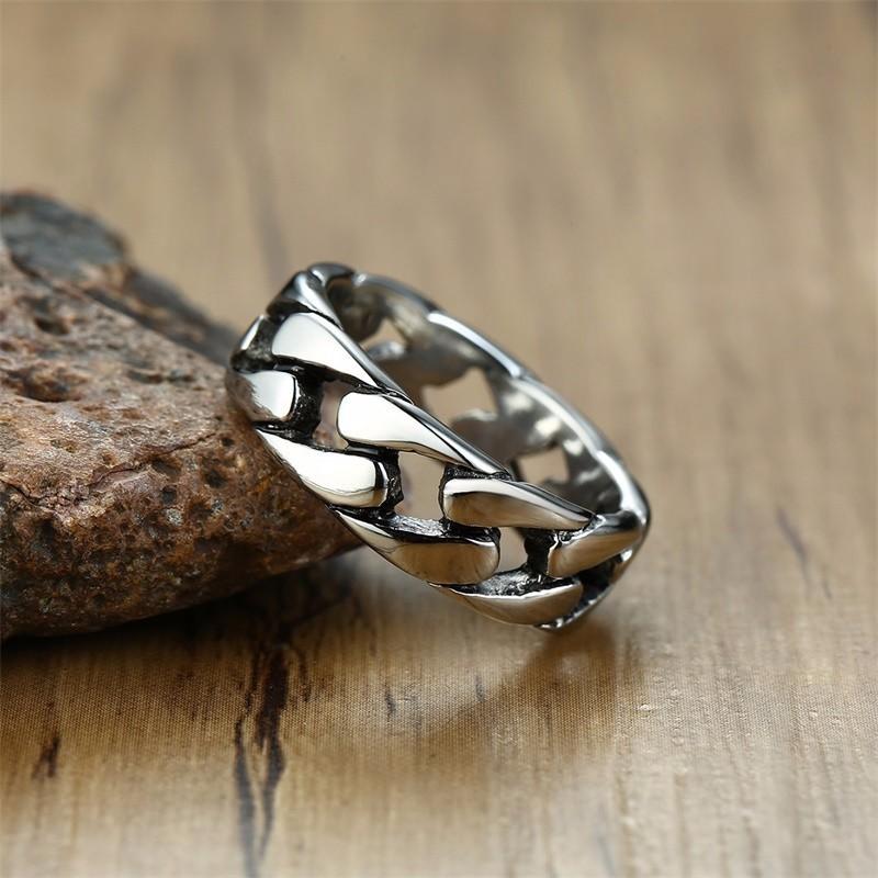 Vnox Stylish Fixed Link Chain Ring for Men High Quality Stainless Steel Male Bands Unique Gift for Him