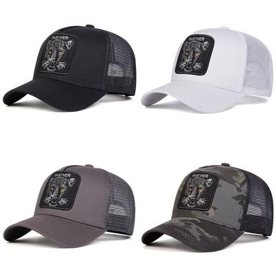Czapka baseballowa unisex letnia oddychająca siateczka hip-hop czapki głowa lamparta haft bawełniana czapka czapki trucker
