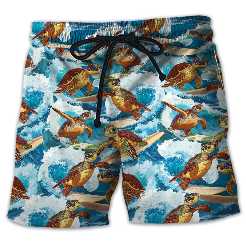 Animal Turtle 3D Printed Short Pants For Men Clothes Casual Hawaiian Sea Animal Beach Shorts Loggerheads Trunks Kids Trousers