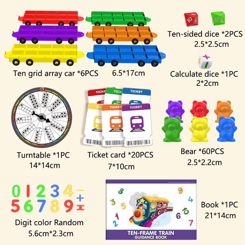Math Ten-Frames Montessori Toys Rainbow Train Digital Arithmetic Game Parish Learning Number Sense Educational Toys For Children