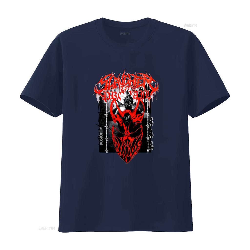 Slaughter To Prevail Demolisher Mask Shirt Heavyweight Black Tee Shortsleeve Vintage Washed Fashion Unisex Homme Slightly