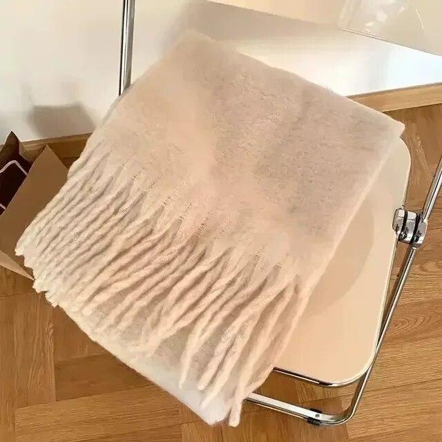 Femei șal groase împachetări eșarfă iarnă modă caldă eșarfe pashmina de culoare uni ciucuri lungi stole hijab Bufanda Mujer