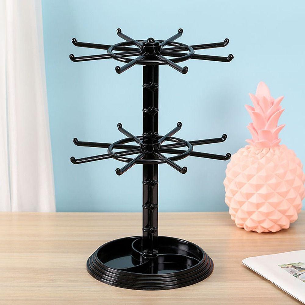 Mehrschichtiger Schlüsselanhänger-Aufhänge-Ständer Acrylmaterial Verstellbare Ebenen Lagerregal 2-stöckiges Design Drehbarer Aussteller Display-Ständer